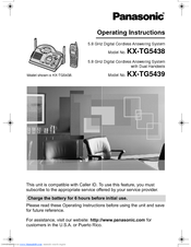 Panasonic KX-TG5438 Operating Instructions Manual