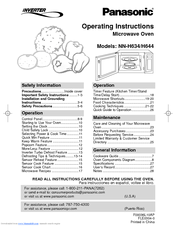 Panasonic NNH634WF - MICROWAVE OVEN 1.2 CUFT Operating Instructions Manual