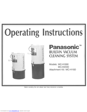 Panasonic MCH2000 - BUILT-IN VACUUM SYS Operating Instructions Manual