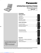 Panasonic Toughbook CF-31AGP781M Operating Instructions Manual