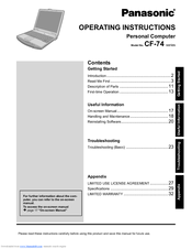 Panasonic Toughbook CF-74CCBABBM Operating Instructions Manual