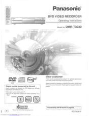 Panasonic DMRT3030P - DVD VIDEO RECORDER Operating Instructions Manual