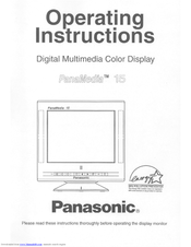 Panasonic TXD1562F - MONITOR Operating Instructions Manual