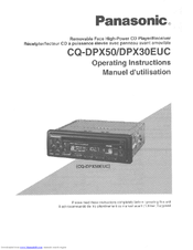 Panasonic CQDPX50EUC - AUTO RADIO/CD DECK Operating Instructions Manual