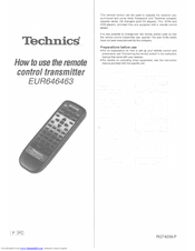Technics EUR646463 How To Use Manual