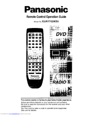 Panasonic EUR7702KE0 Operation Manual
