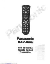 Panasonic RAK-P001 How To Use Manual