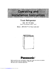 Panasonic NRA4UT1K - TRUCK REFRIGERATOR Operating And Installation Instruction