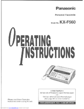 Panasonic KX-F560 Operating Instructions Manual