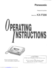 Panasonic KX-F590 Operating Instructions Manual