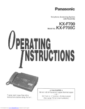 Panasonic KX-F700 Operating Instructions Manual