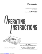 Panasonic KX-F790 Operating Instructions Manual