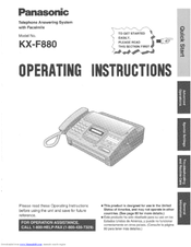 Panasonic KX-F880 Operating Instructions Manual