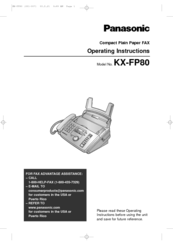 Panasonic KX-FP80 Operating Instructions Manual