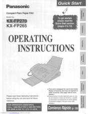 Panasonic KX-FP270 Operating Instructions Manual