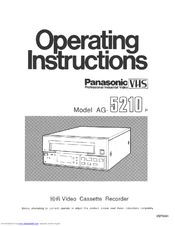 Panasonic AG5210 - VIDEO CASSETTE RECORDER Operating Instructions Manual