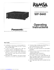 Panasonic WP9440 - RAMSA POWER AMPS Operating Instructions Manual