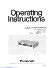 Panasonic AG-DA100 Operating Instructions Manual