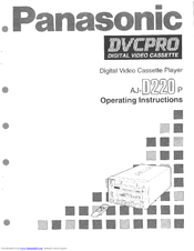 Panasonic AJD220 - DVC PRO DESCKTOP PLA Operating Instructions Manual
