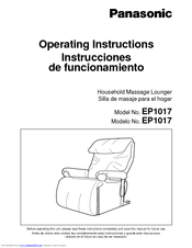 Panasonic EP1017 - MASSAGE LOUNGER Operating Instructions Manual