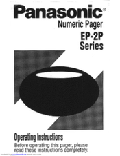 Panasonic EP-2P Series Operating Instructions Manual