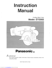 Panasonic EY3502 - CORDLESS METAL SAW Instruction Manual