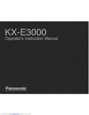 Panasonic KX-E3000 Operator's Instruction Manual