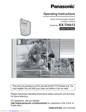Panasonic KX-THA13 - Telephone Wireless Monitoring Camera Operating Instructions Manual