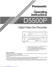 Panasonic LQD550P - DIGITAL DISC RECORDER Operating Instructions Manual