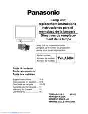 Panasonic TY-LA2004 Lamp Replacement Update Manual