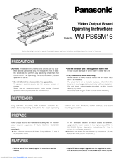 Panasonic WJPB65M16 - VIDEO OUTPUT BOARD-WJSX650 SERIES Operating Instructions
