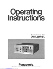 Panasonic WV-RC35 Operating Instructions Manual