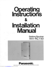 Panasonic WVRC150 - CONTROLLER Operating Instructions & Installation Manual