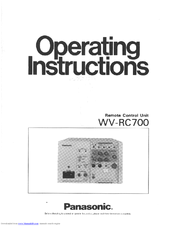 Panasonic WV-RC700 Operating Instructions Manual