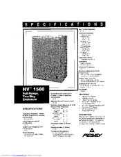 Peavey HV 1580 Specifications