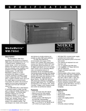 Peavey MediaMatrix MM-760nt Specifications