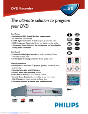 Philips DVDR80/001 Specifications