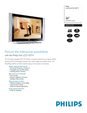 Philips 26-LCD HDTV MONITOR COMMERCIAL FLAT HDTV 26HF5544D - Hook Up Guide Specifications