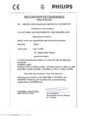 Philips 10FF2CMI Declaration Of Conformity