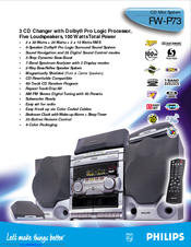 Philips 3 CD CHANGER PRO LOGIC FWP73P37 Specifications