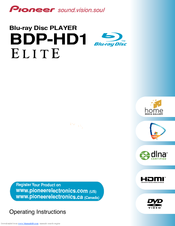 Pioneer Elite BDP-HD1 Operating Instructions Manual