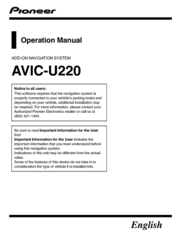 Pioneer AVIC-U220 Operation Manual