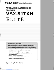 Pioneer VSX-91THX - VSX91 - Elite 7.1 Channel Audio/Video Receiver Operating Instructions Manual