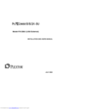 Plextor PX-208U Installation And User Manual