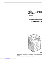 Ricoh Aficio 1018 Copy Reference Manual