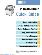 Ricoh C222SF - Aficio SP Color Laser Quick Manual