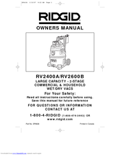 Ridgid RV2600B Owner's Manual