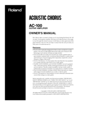 Roland Acoustic Chorus AC-100 Owner's Manual