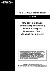Edirol M-10E Owner's Manual