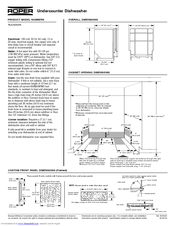 Roper RUD6050R Dimension Manual